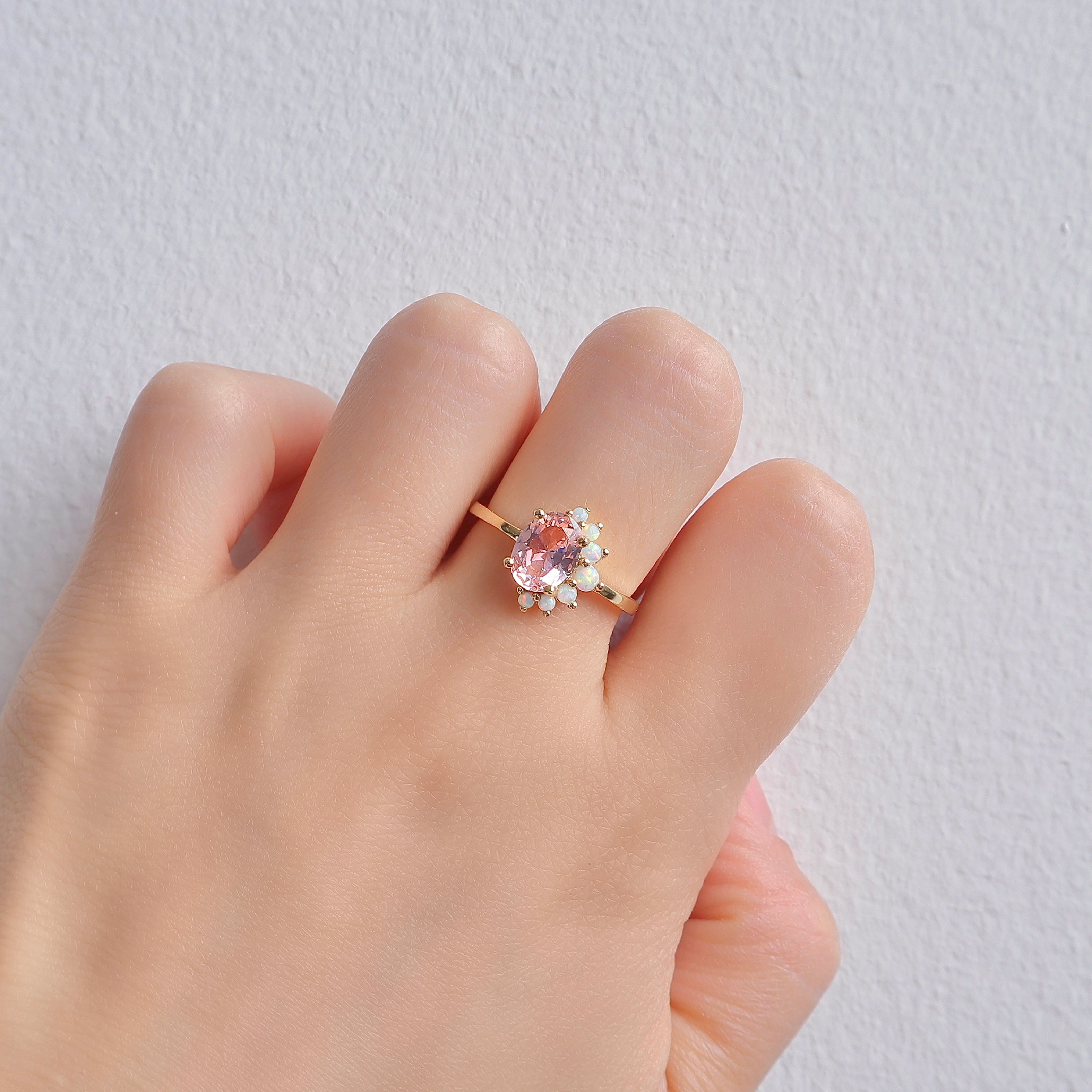 Morganite & Opal Ring with 2.0-Carat Center Stone