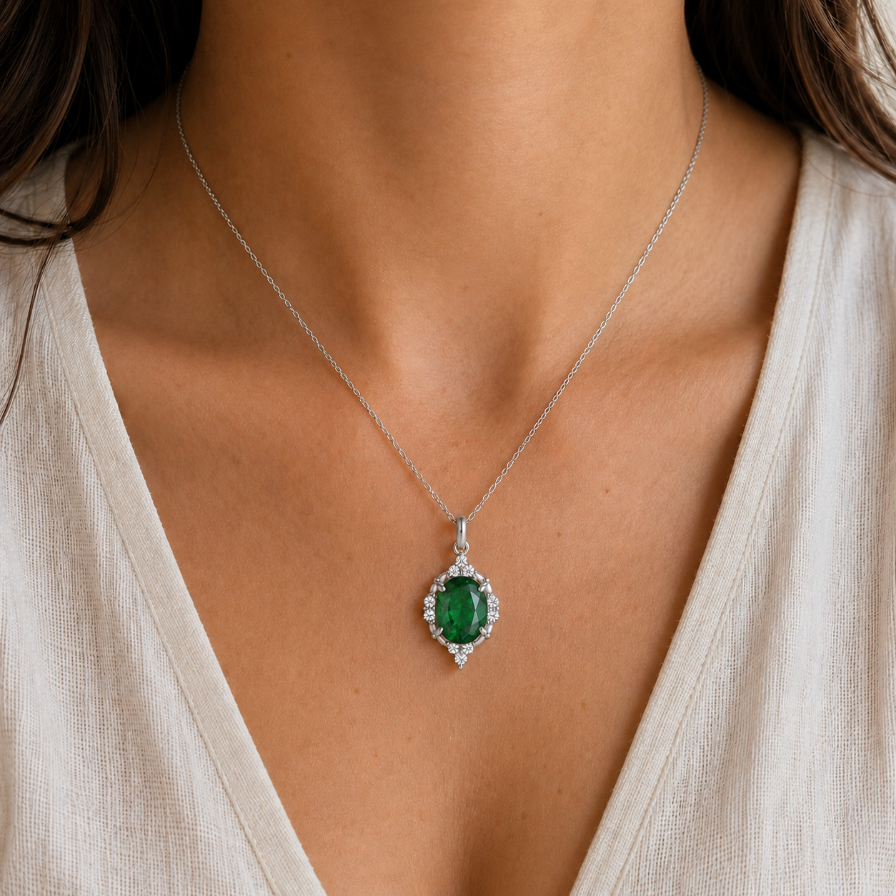 Brya Fire Opal Necklace Sterling Silver