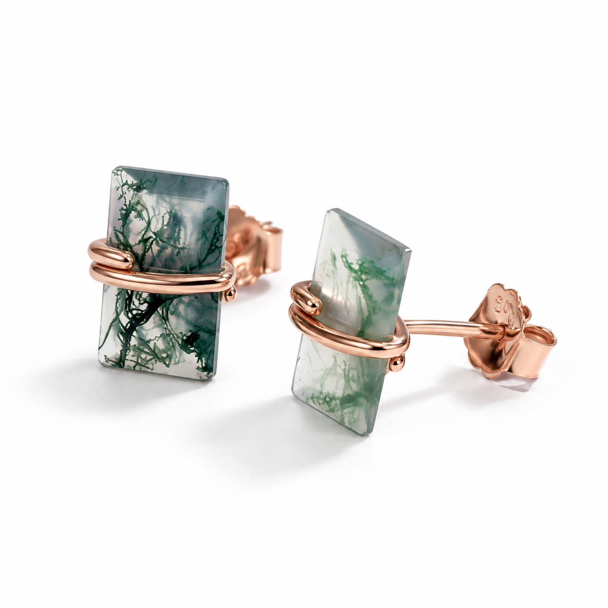 Gabi Moss Agate Earrings Rose Gold