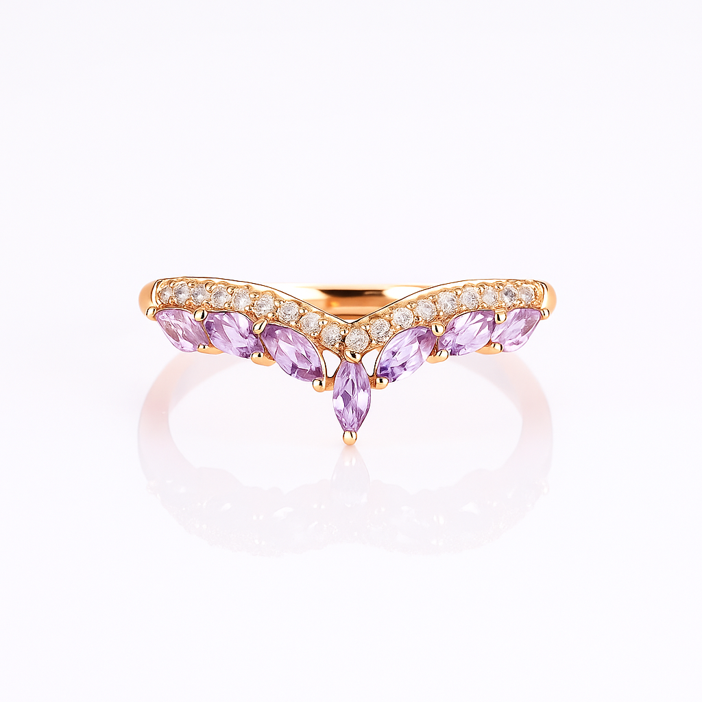 Karma Curved Amethyst Stacking Band