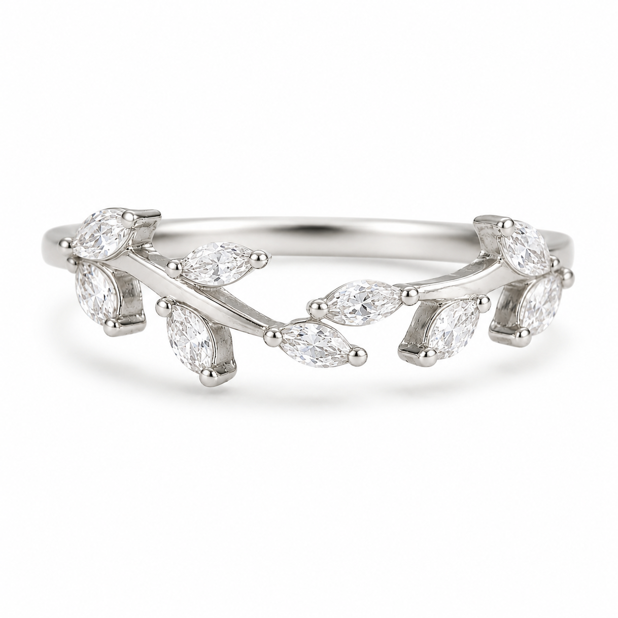 Sammi Curved Gemstone Leaf Band Gold