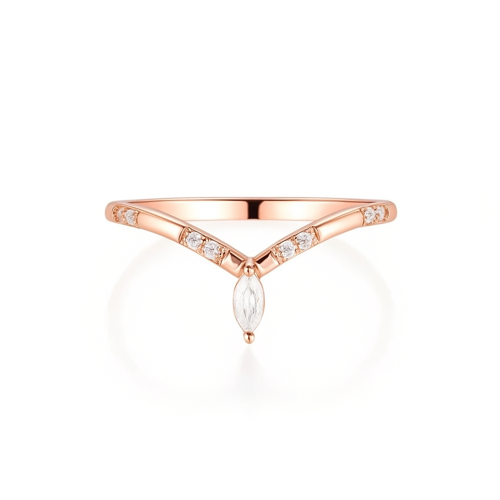 Kayi Curved Gemstone Stacking Band Rose Gold
