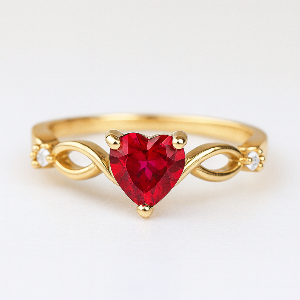 Lei Ruby Heart Ring Gold