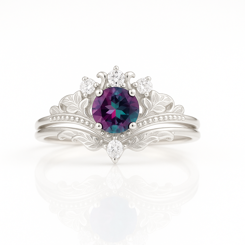 Ashla Alexandrite Ring Set Sterling Silver