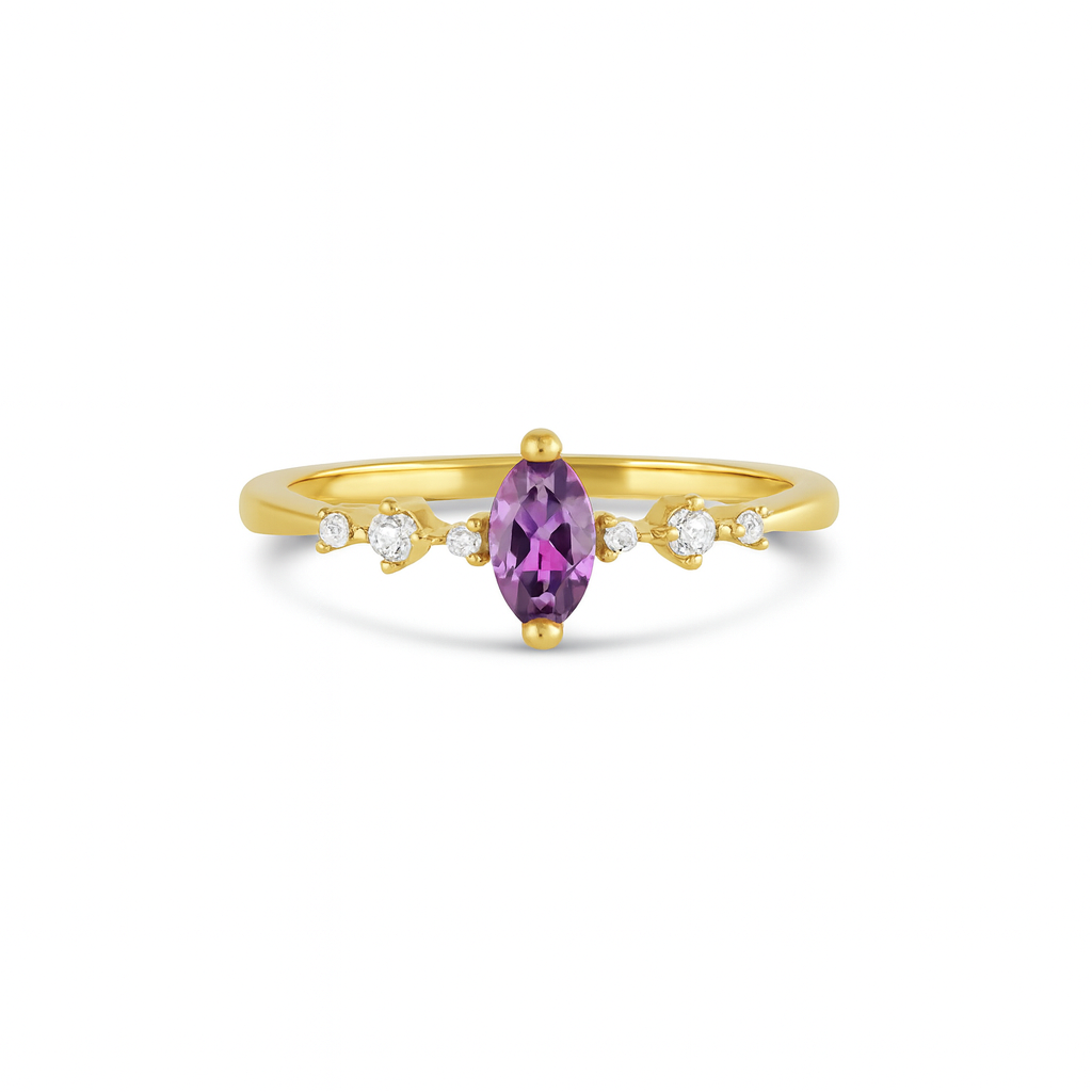 Ava Amethyst Ring Gold