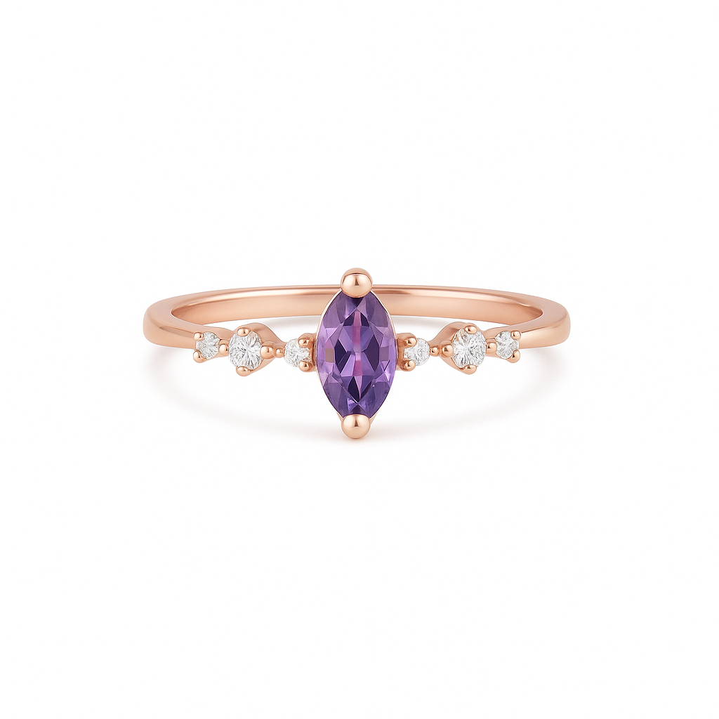 Ava Amethyst Ring Rose Gold