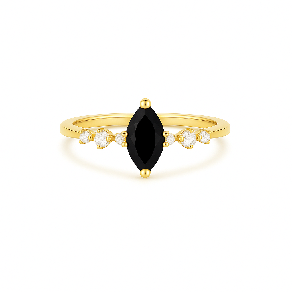 Ava Black Onyx Ring Gold