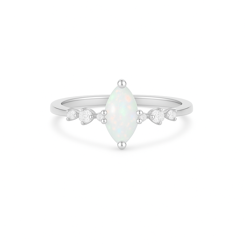 Ava Opal Ring Sterling Silver