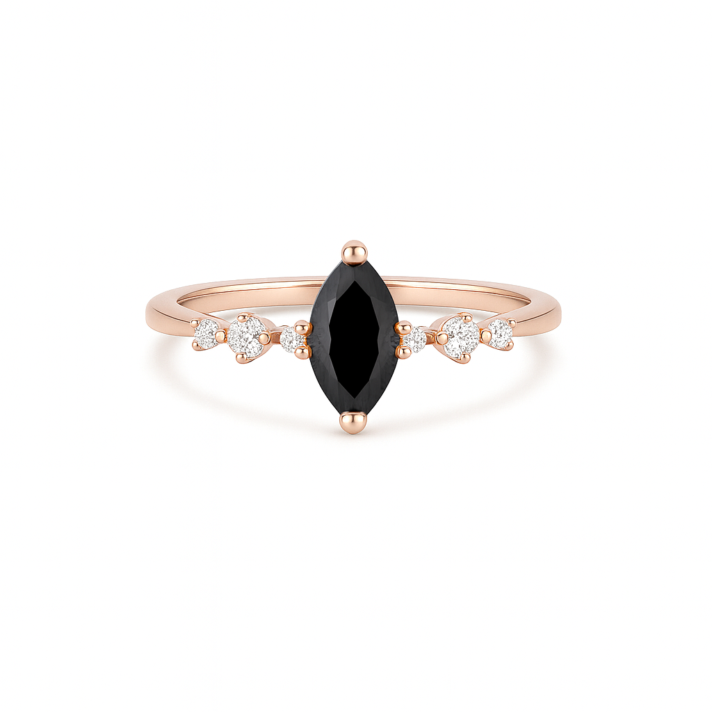 Ava Black Onyx Ring Rose Gold