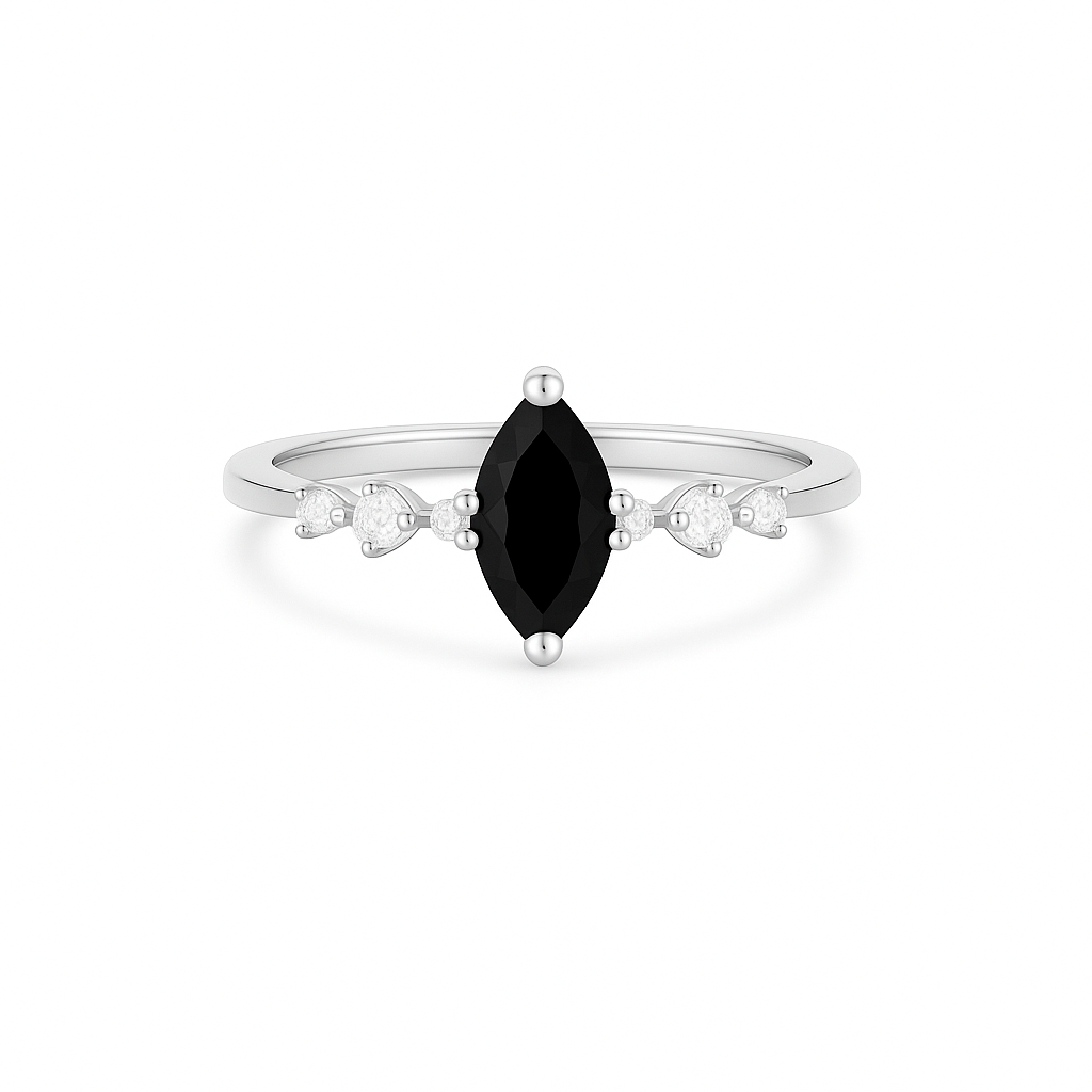 Ava Black Onyx Ring Sterling Silver
