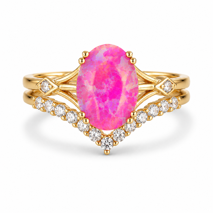 Ali Orchard Pink Opal Ring Set