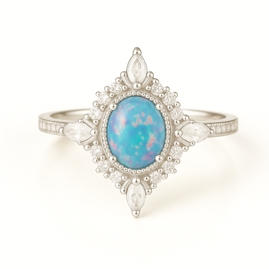 Mia Blue Fire Opal Ring