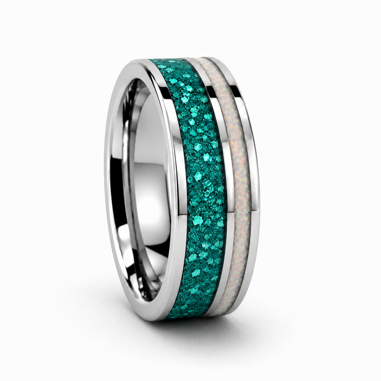 Jorge Aquamarine & Fire Opal Men's Wedding Band