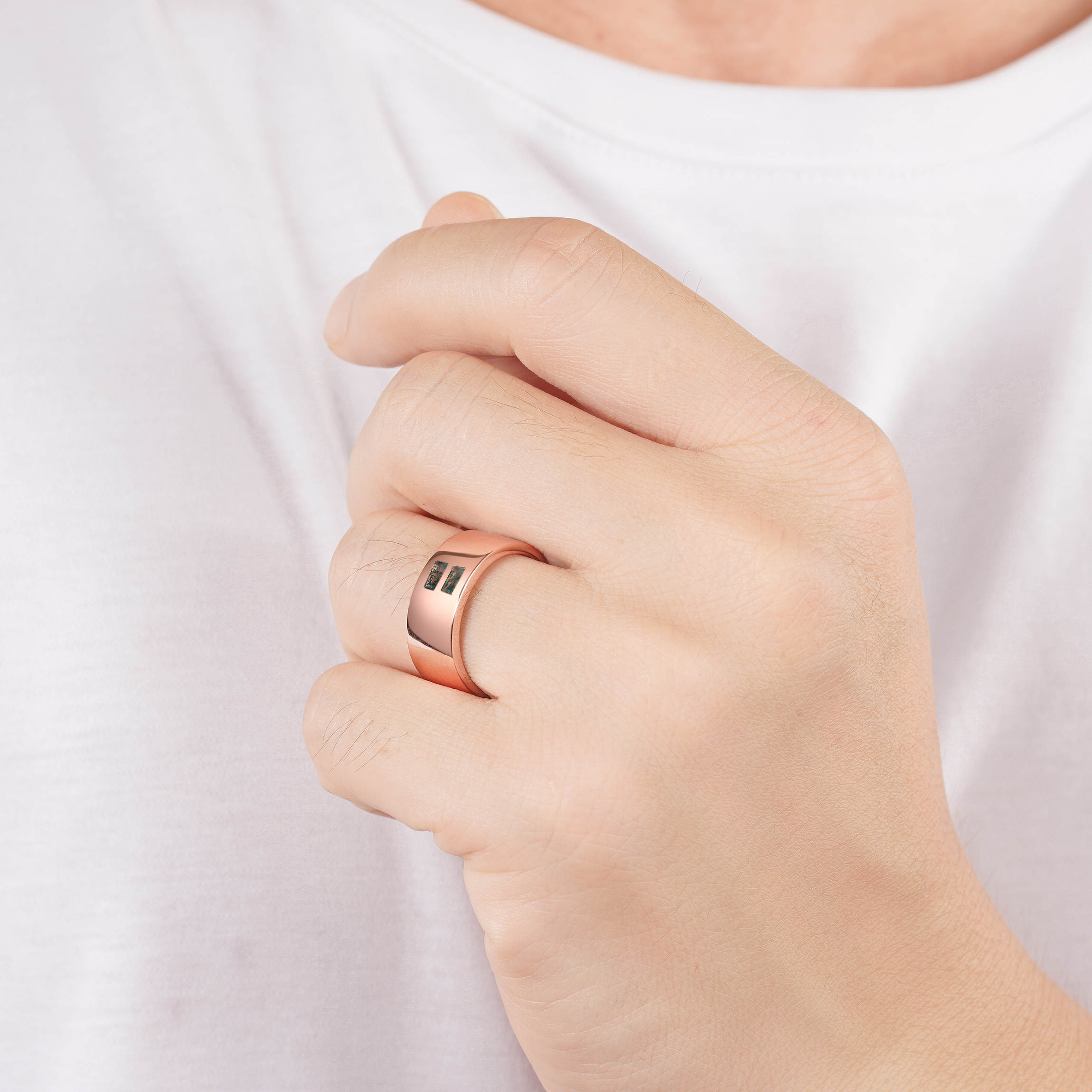 Moss agate ring with sterling silver band
