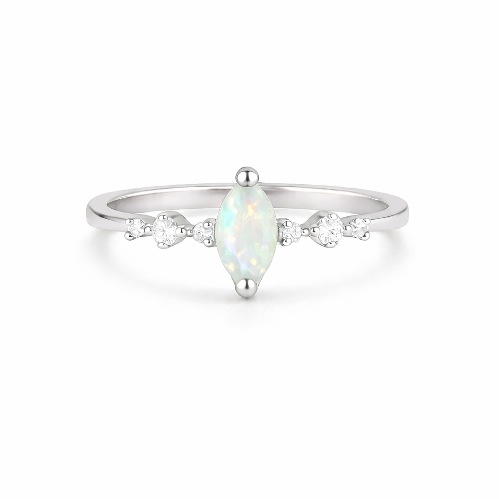 Ava Opal Ring Sterling Silver