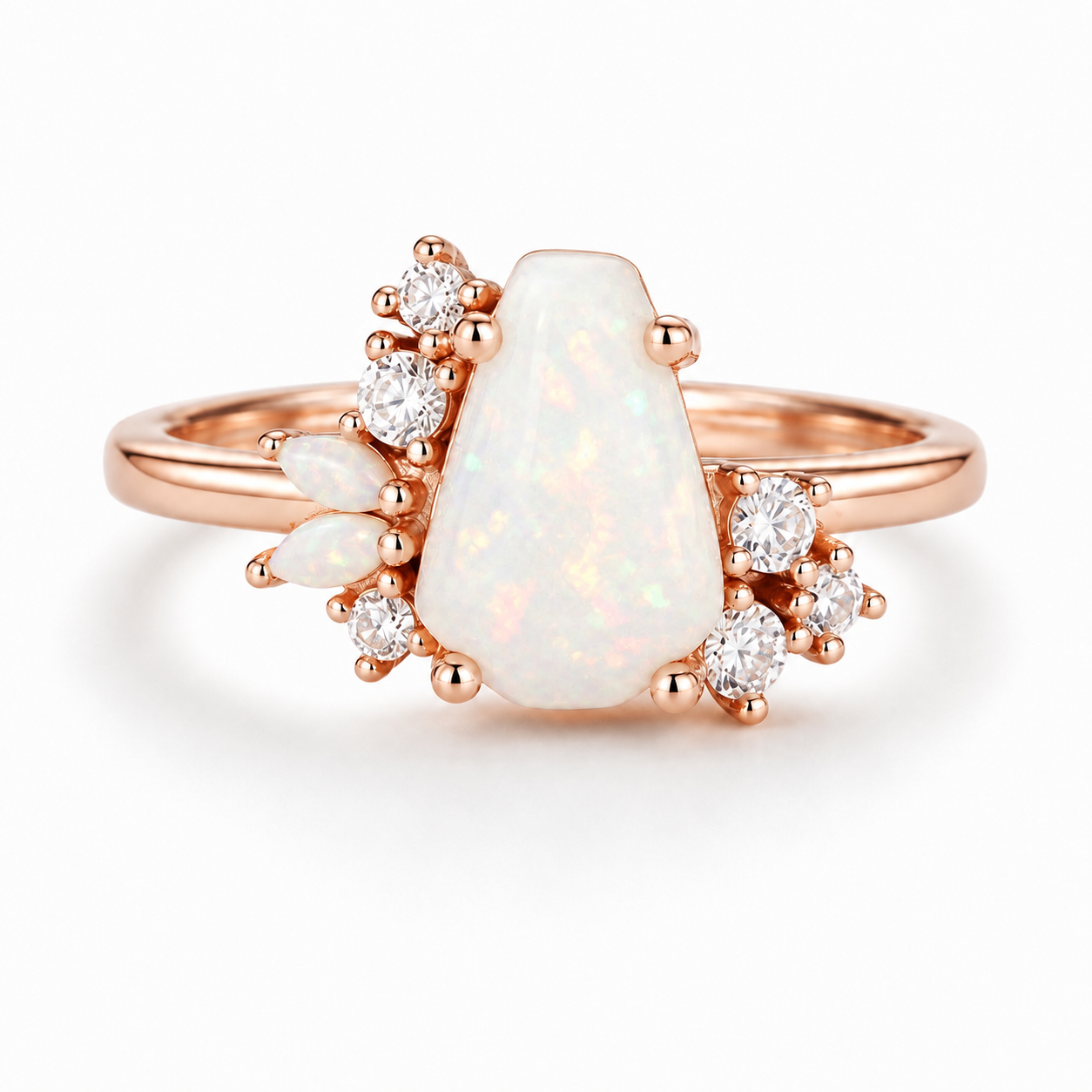 Gari Coffin Cut Opal Ring Rose Gold