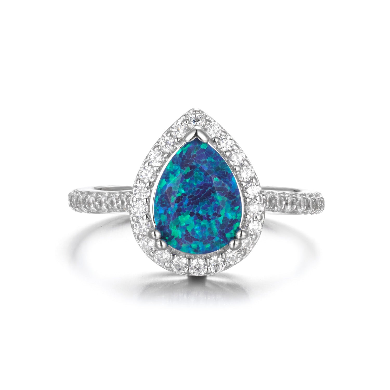 Nia Teal Fire Opal Ring