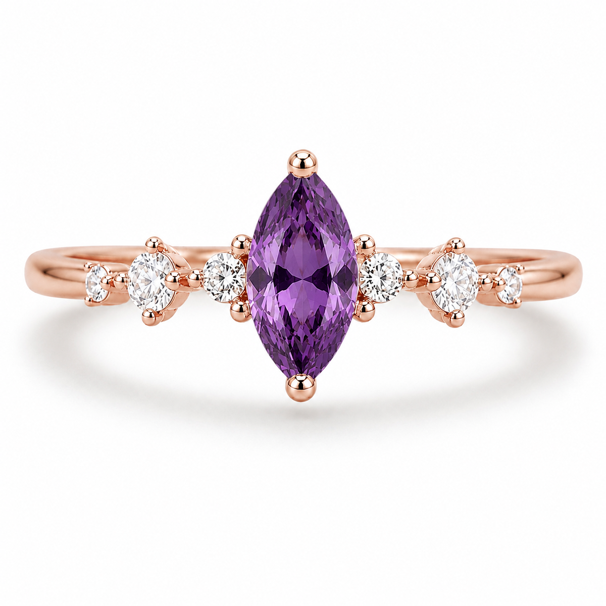 Ava Amethyst Ring Rose Gold