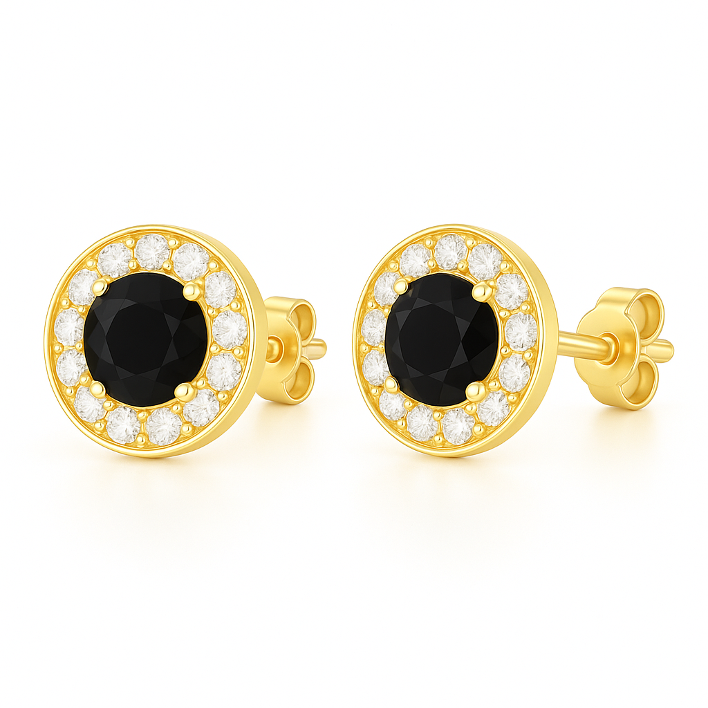 Jia Black Onyx Earrings Gold