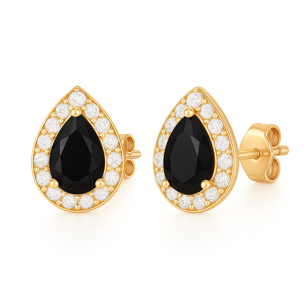 Ina Black Onyx Earrings Gold