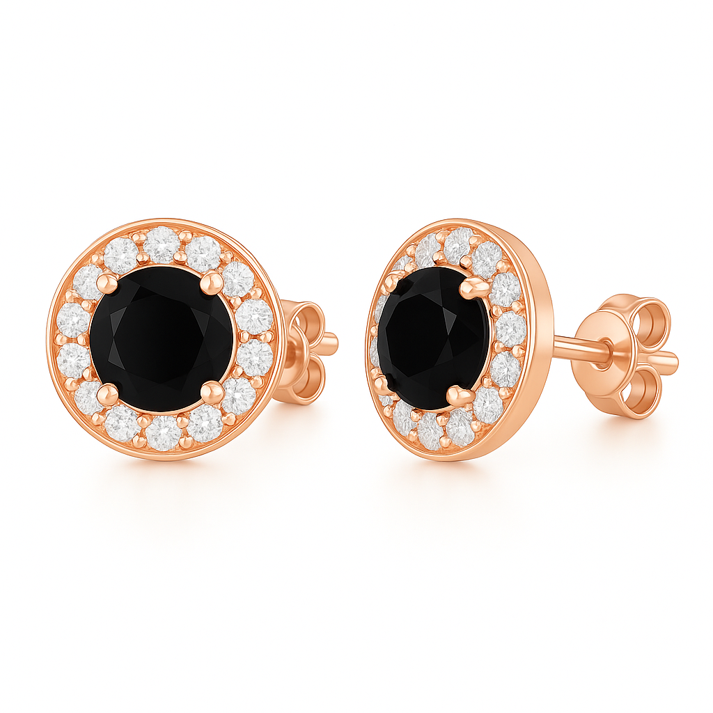 Jia Black Onyx Earrings Rose Gold