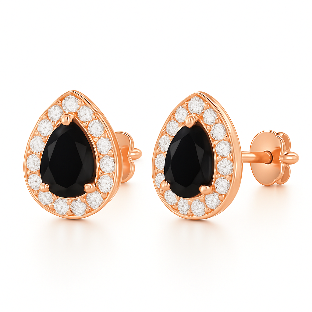 Ina Black Onyx Earrings Rose Gold