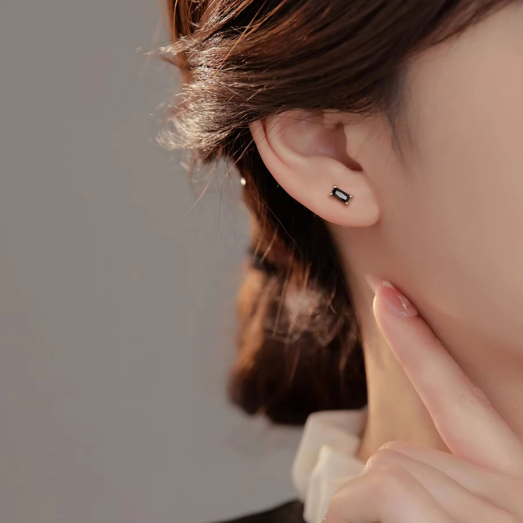 Pia 14k Rose Gold Black Onyx Earrings