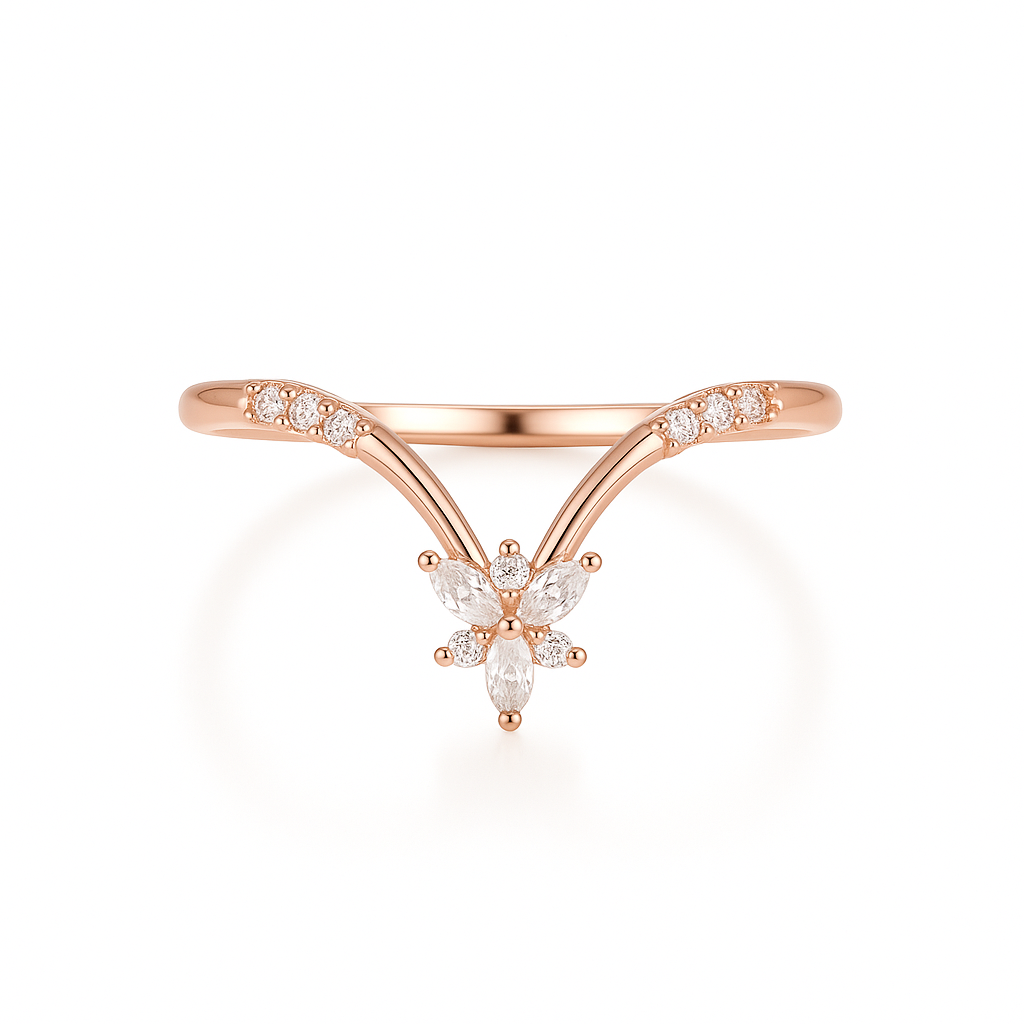 Hallie Curved Gemstone Stacking Band Rose Gold