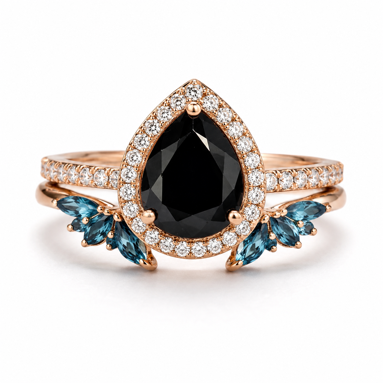 Nia & Hye Black Onyx Ring Set