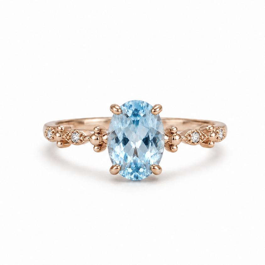 Roy Blue Topaz Ring Rose Gold