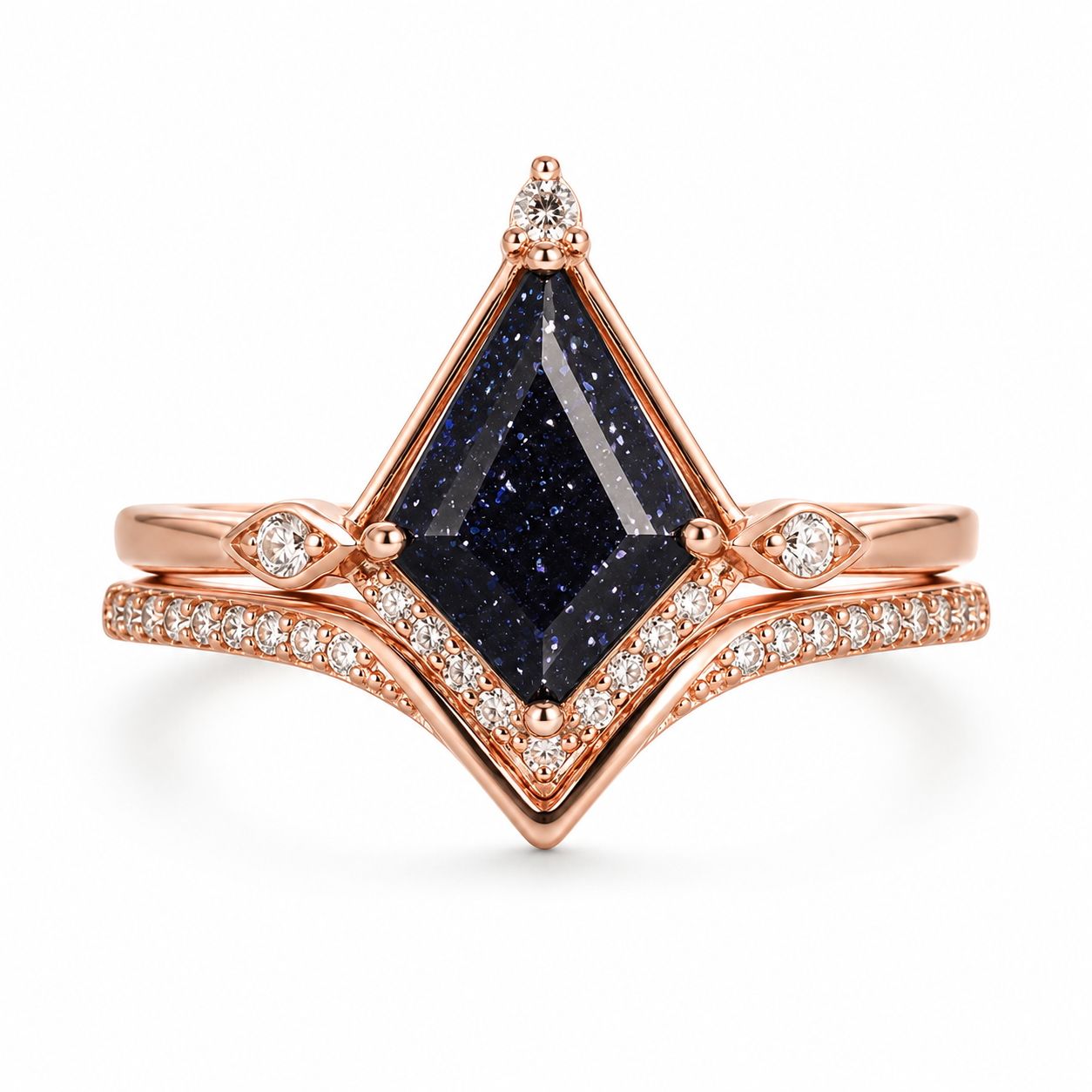 Dania Kite Blue Sandstone Ring Set Sterling Silver