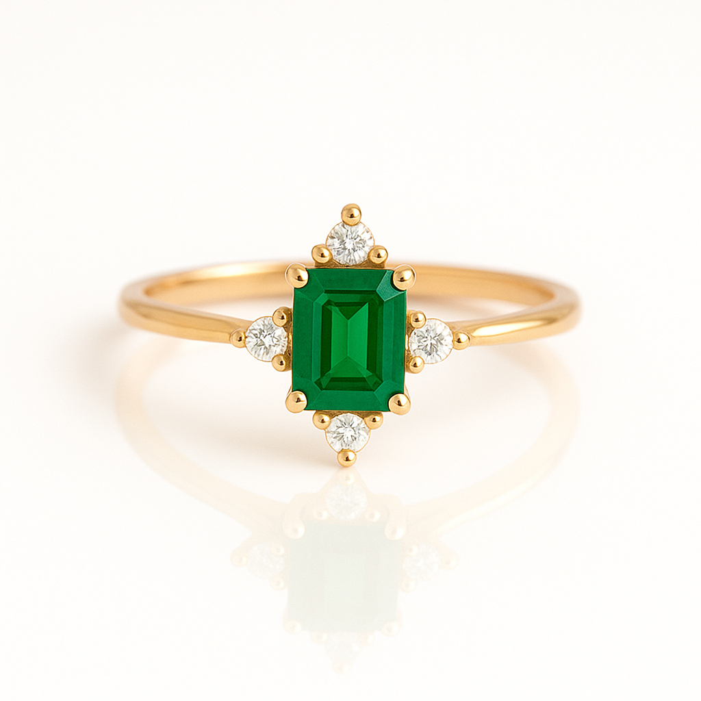 Sia Emerald Ring Rose Gold