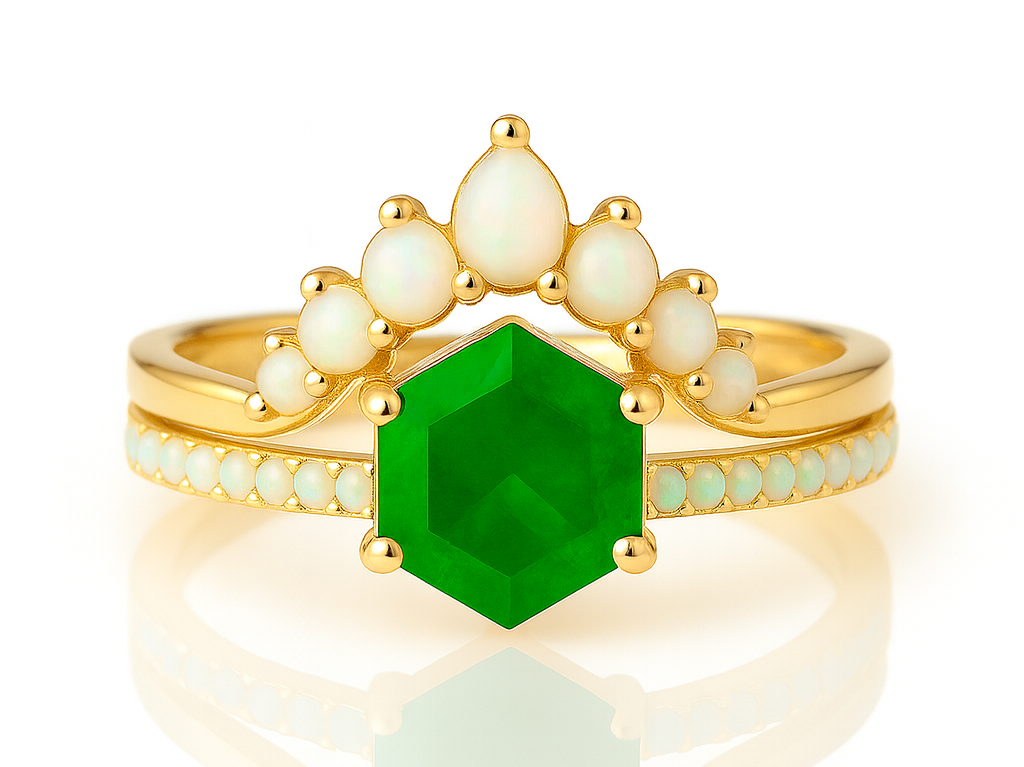 Emma Emerald & Opal Ring Set