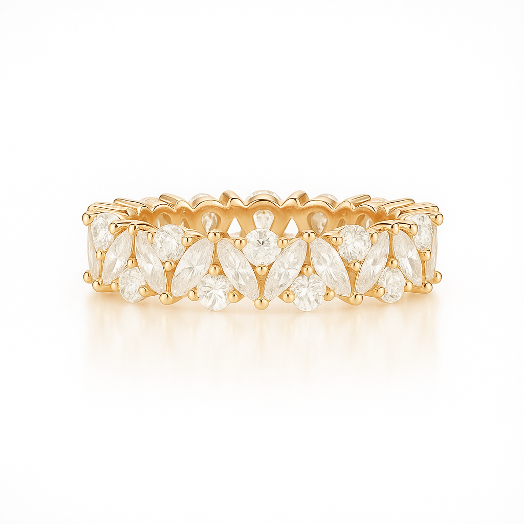 Abi Moissanite Marquise and Round Wedding Band Gold