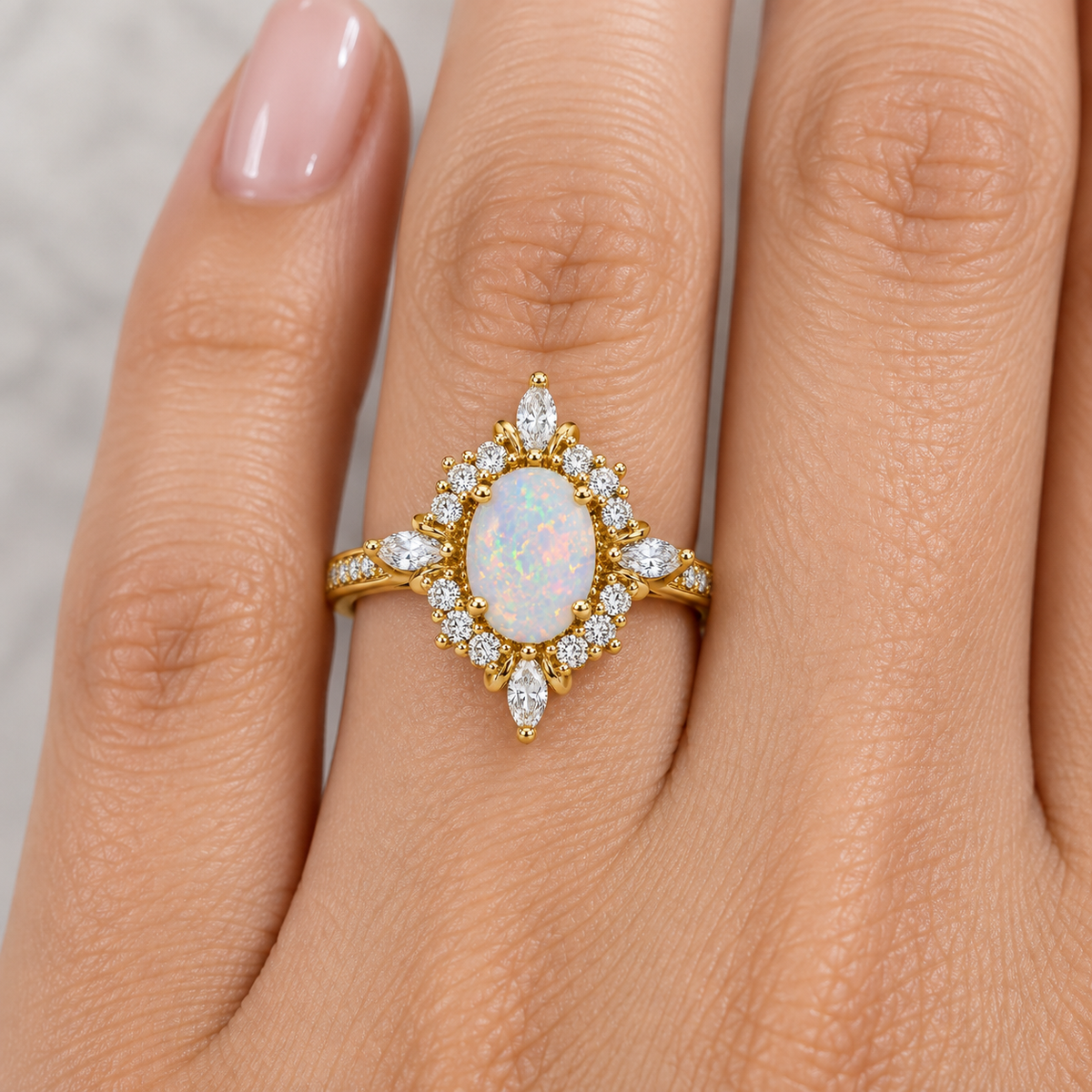Mia Opal Ring Gold