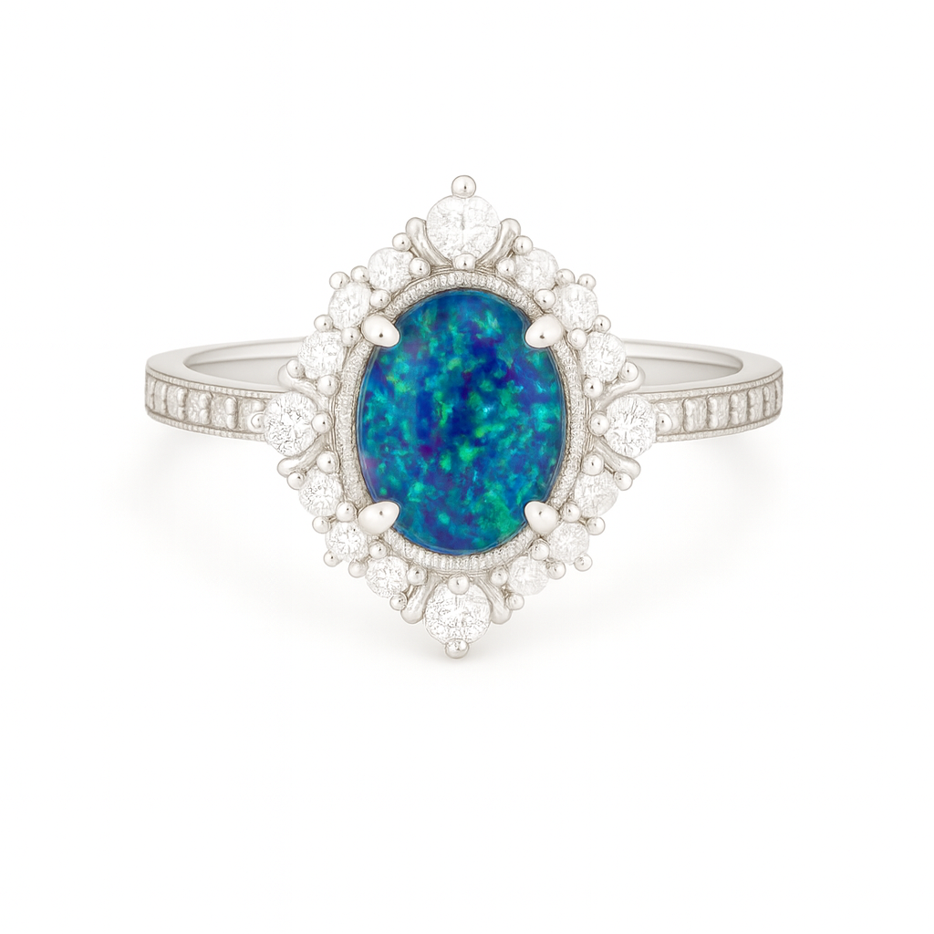 Mei Teal Fire Opal Ring