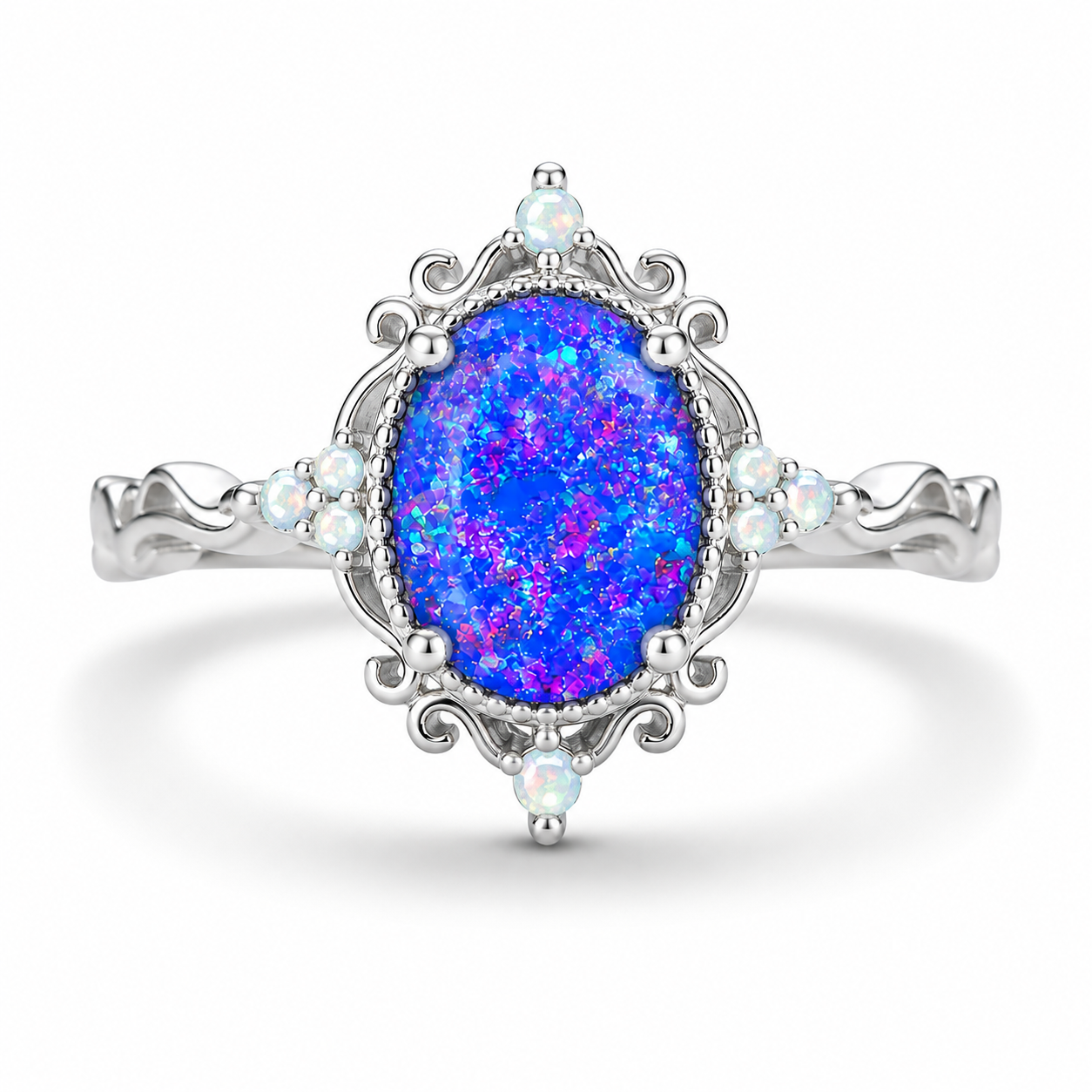 Keri Royal Blue and White Fire Ring