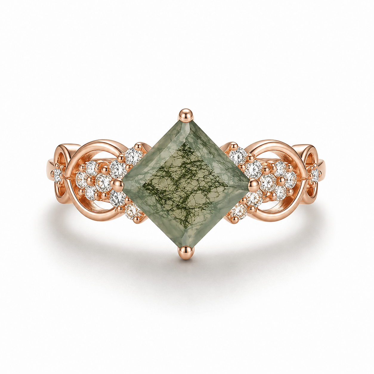 Lynn Moss Agate Quartz Ring Rose Gold