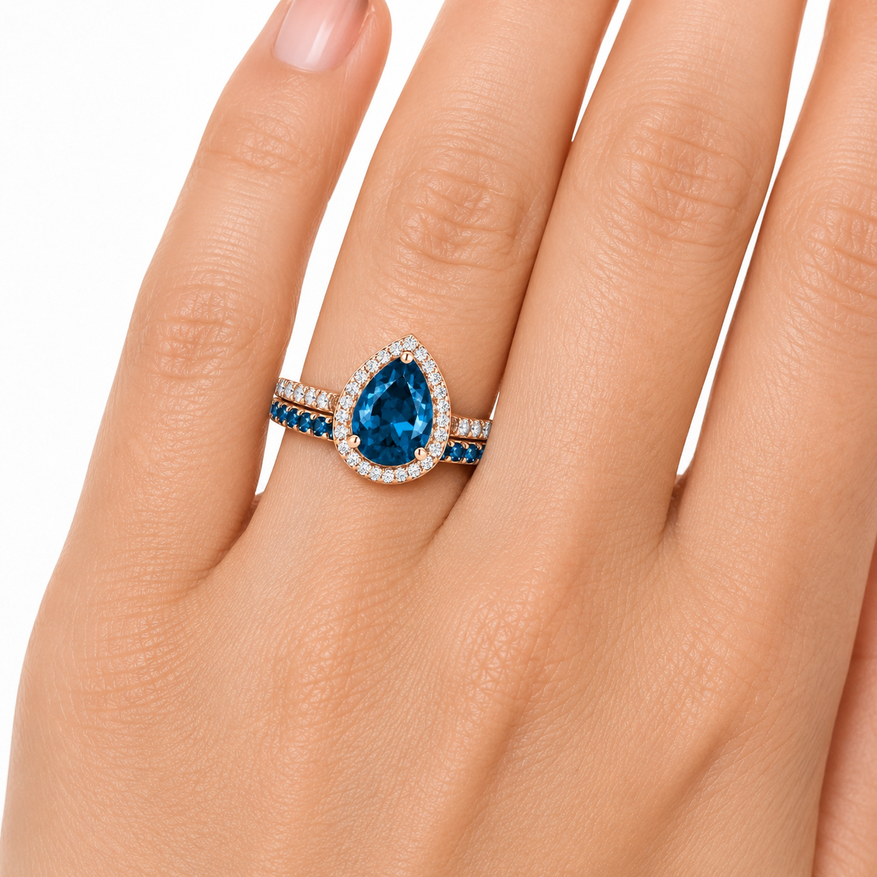 Nia & Esi London Blue Topaz Ring Set
