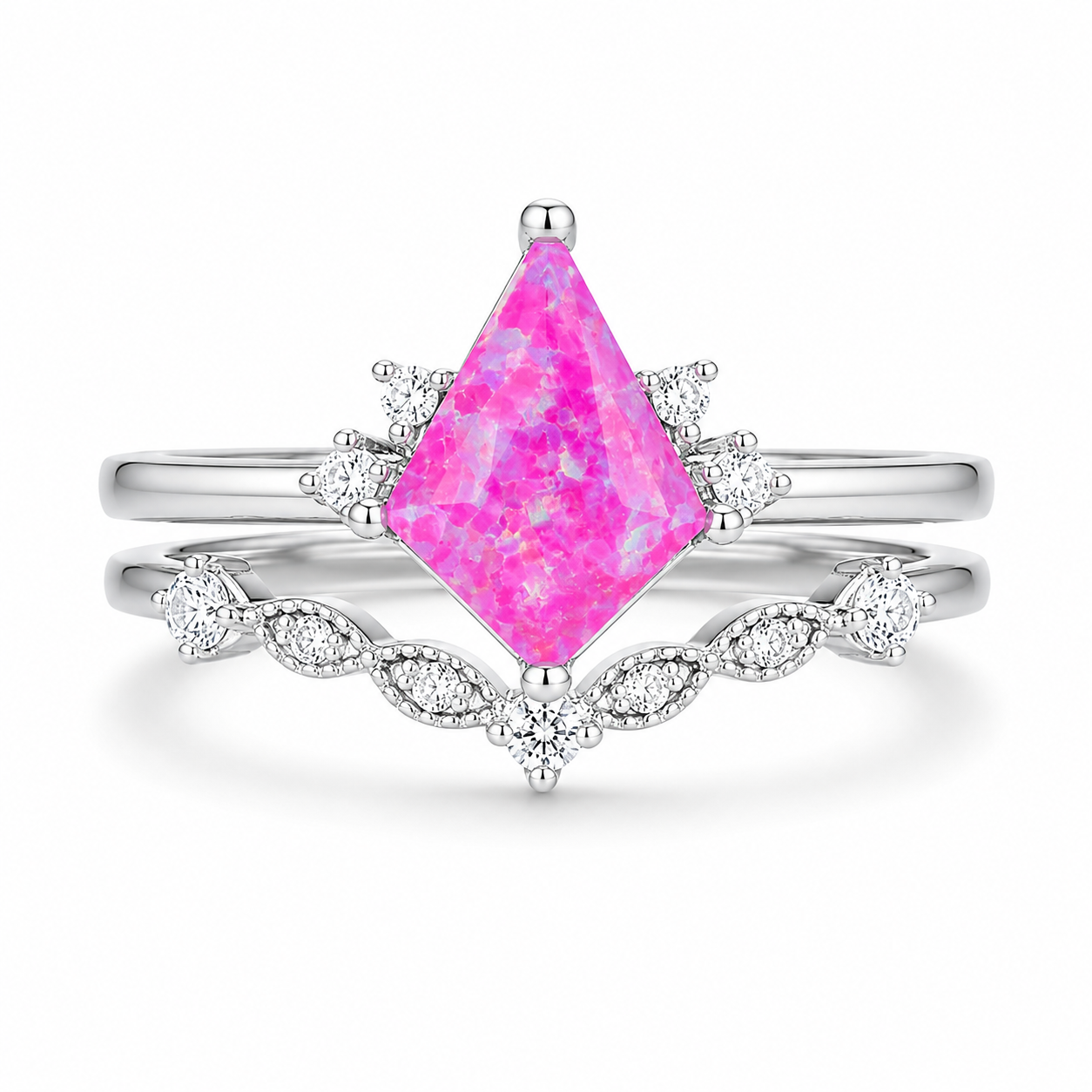 Qai Orchard Pink Opal Ring Set