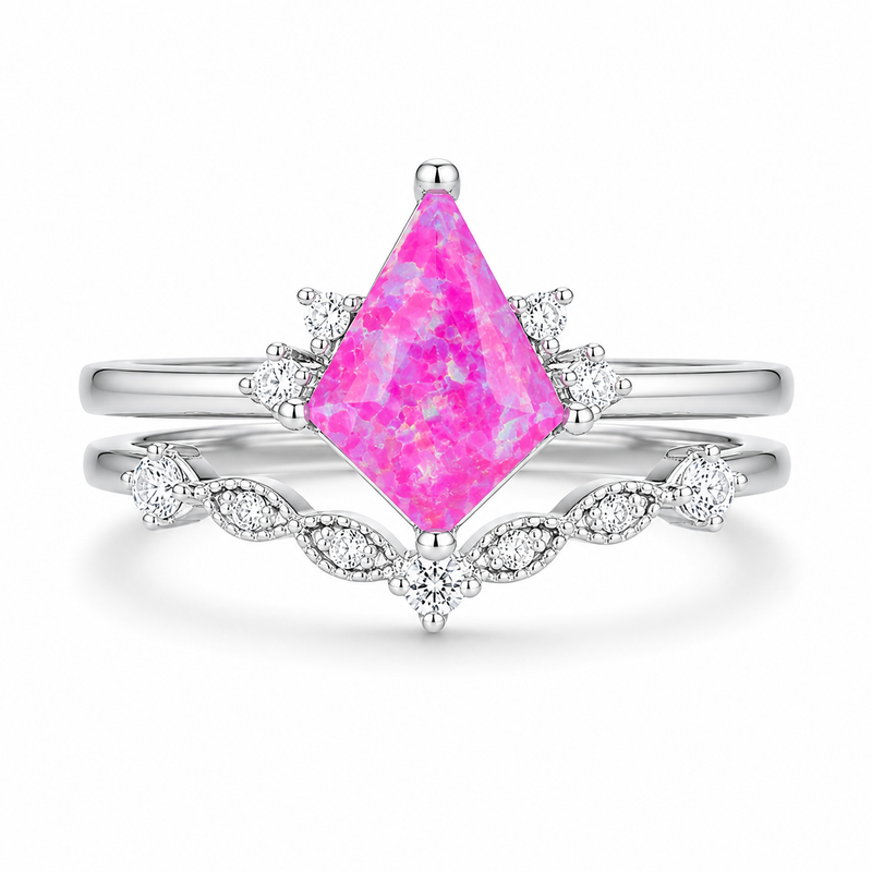Qai Orchard Pink Opal Ring Set