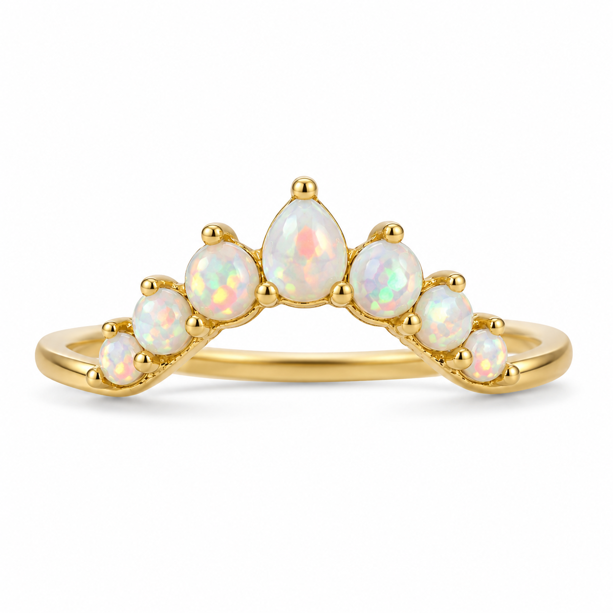Isa Curved Opal Band Gold