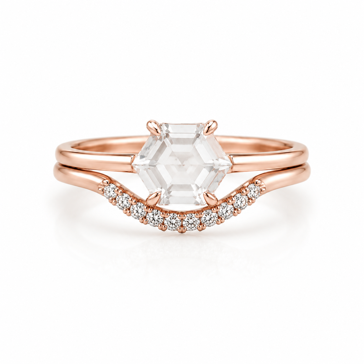 Lee Crystal Ring Set Gold