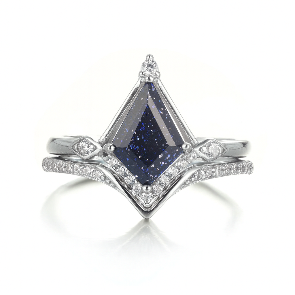 Dania Kite Blue Sandstone Ring Set Sterling Silver