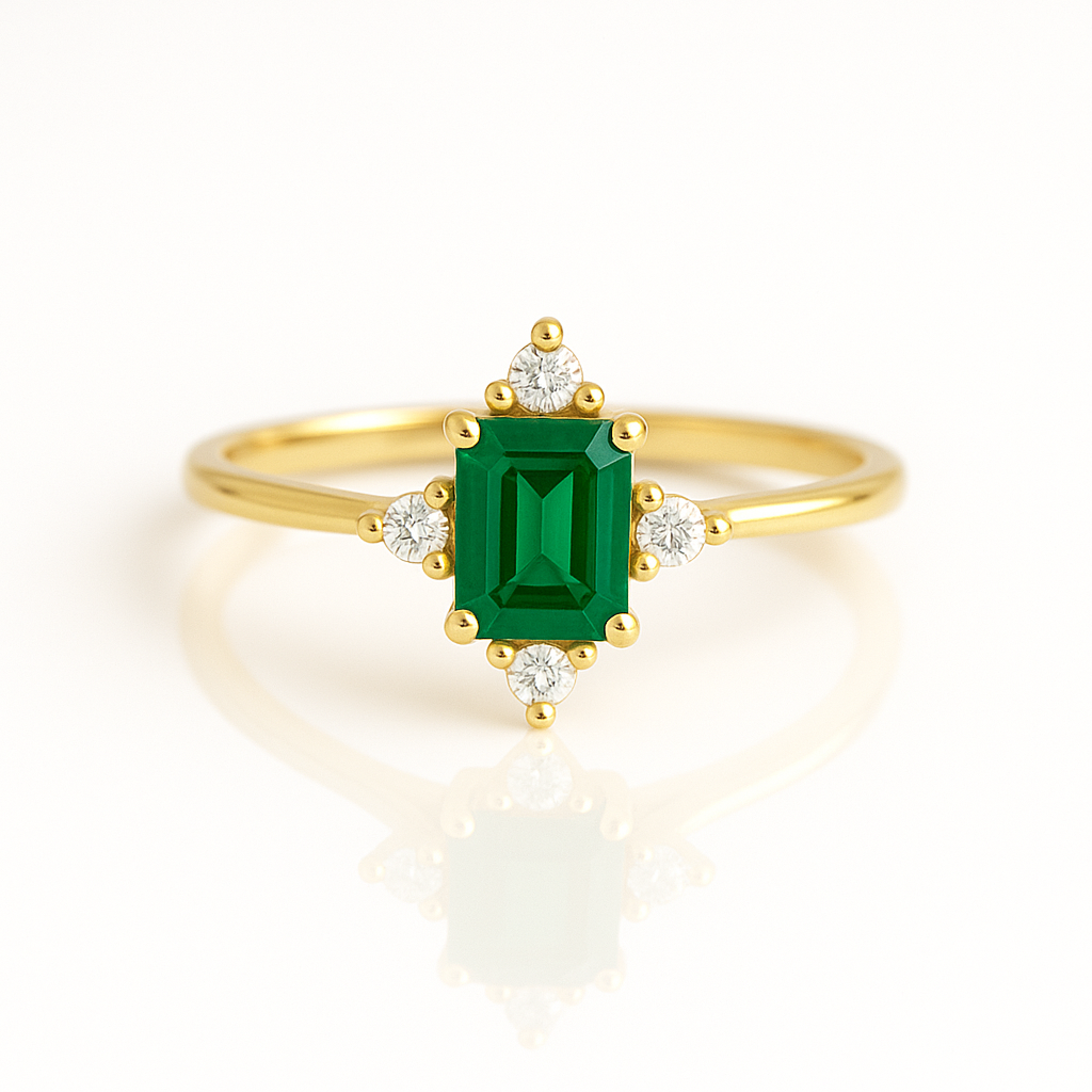Sia Emerald Ring Rose Gold