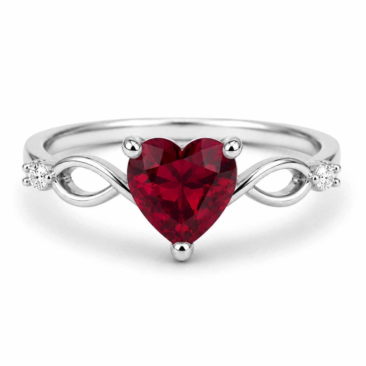 Lei Ruby Heart Ring Sterling Silver