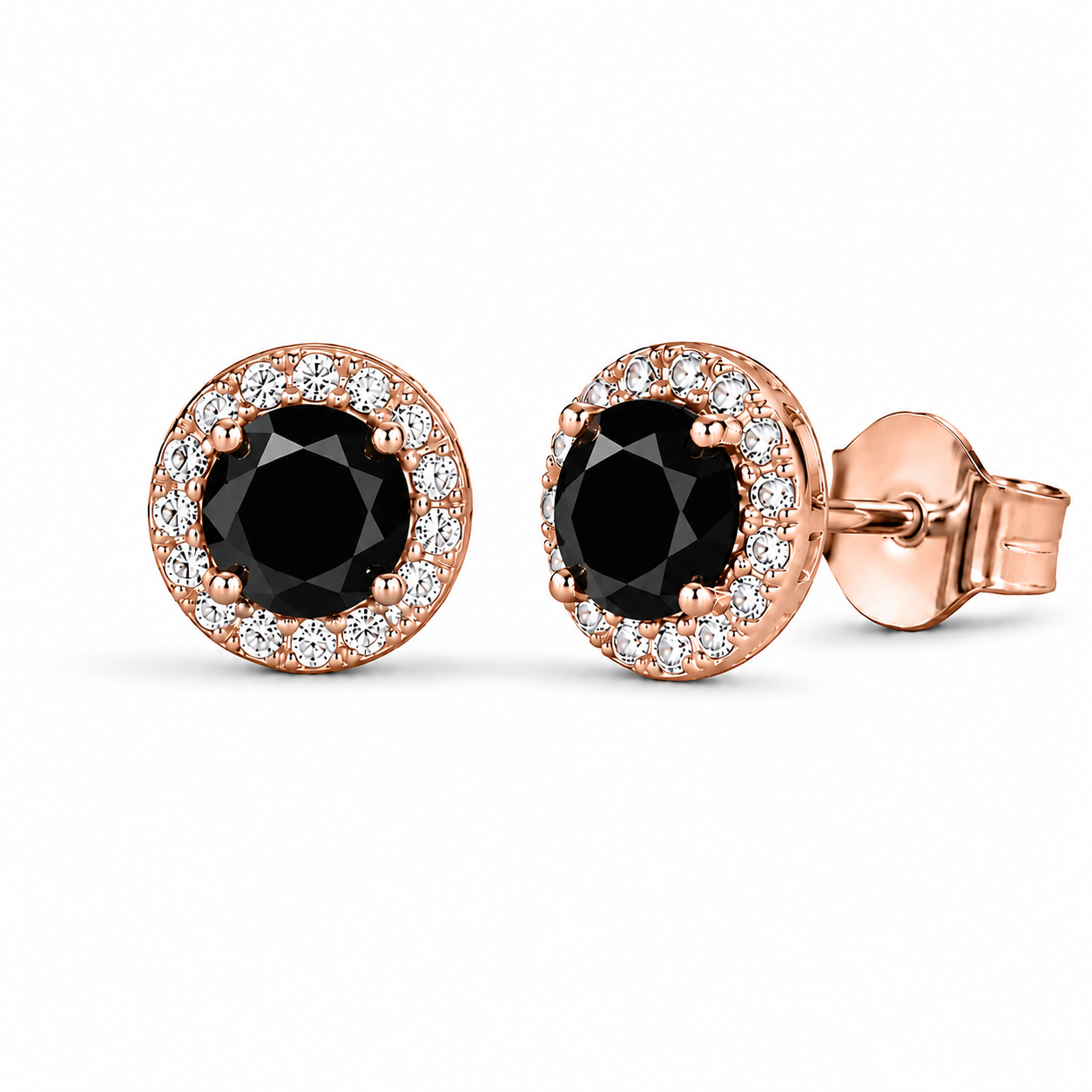 Jia Black Onyx Earrings Rose Gold