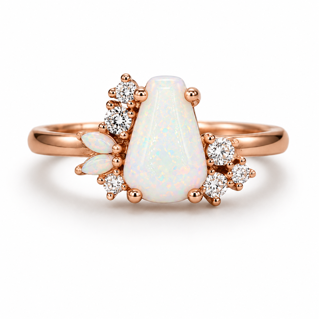 Gari Coffin Cut Opal Ring Rose Gold