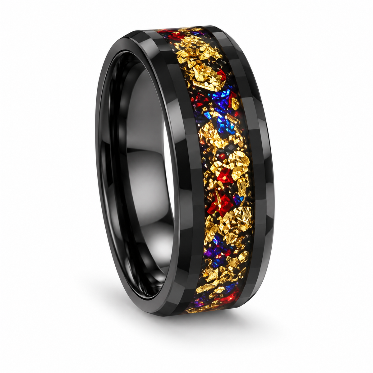 Charlie Gold Leaf Opal Red Sapphire Men's Wedding Ring