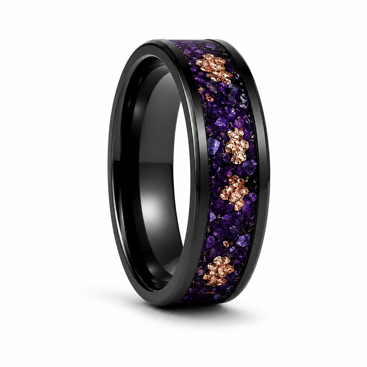 Mensi Alexandrite Gold Leaf Wedding Band 8mm